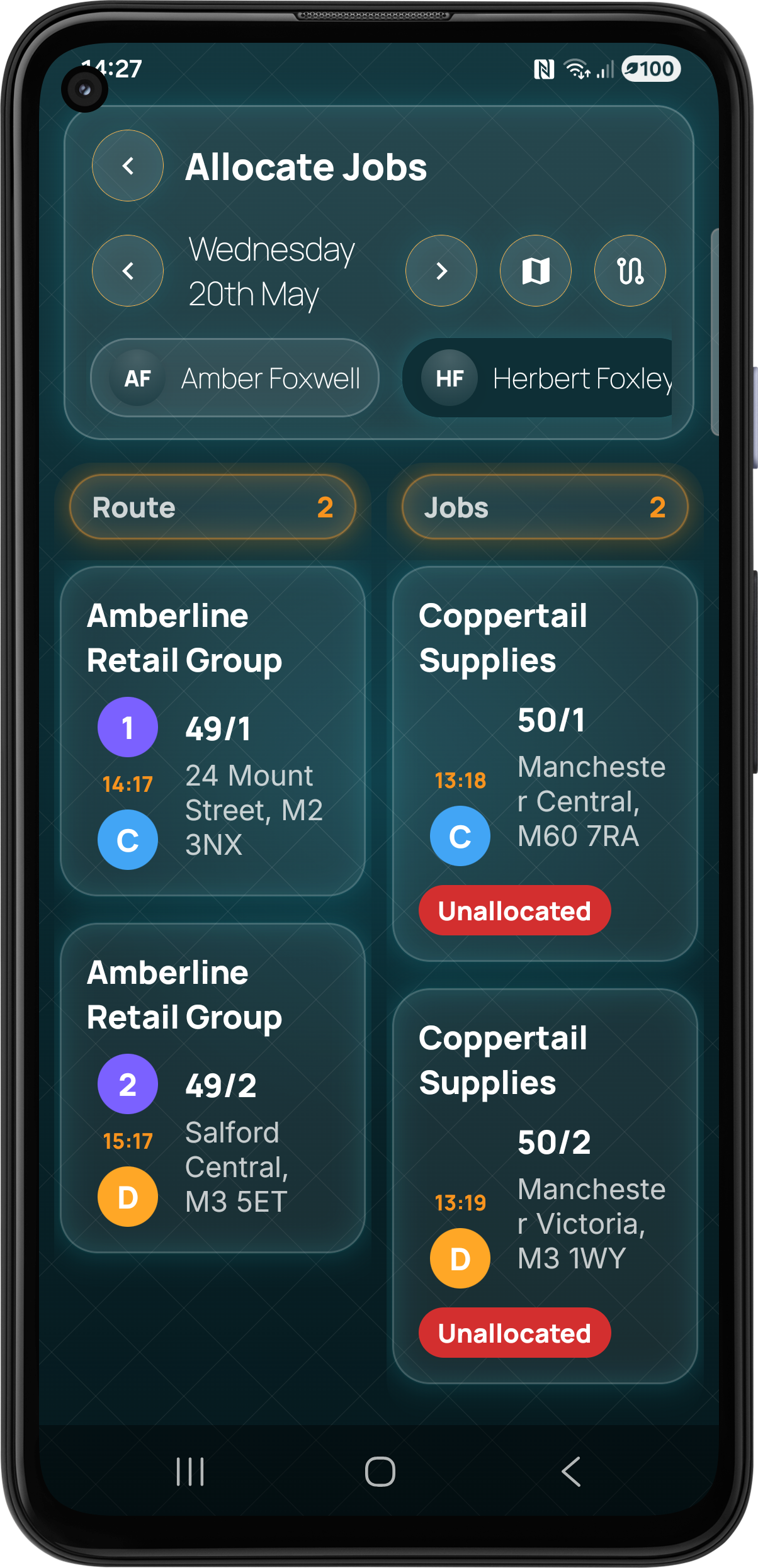 Pocket Freight route planner app screen